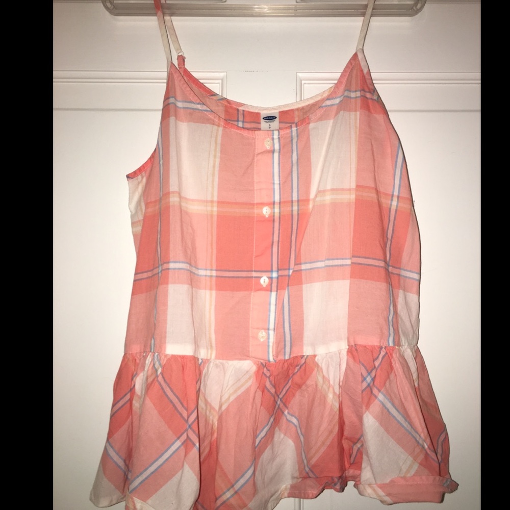 Old Navy plaid peplum tank top